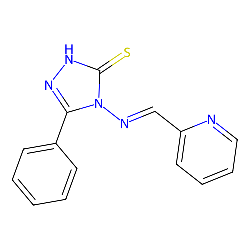(E)-5-phenyl-4-((pyridin-2-ylmethylene)amino)-4H-1,2,4-triazole-3-thiol structure
