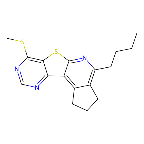 4-butyl-7-(methylsulfanyl)-2,3-dihydro-1H-cyclopenta[4',5']pyrido[3',2':4,5]thieno[3,2-d]pyrimidine structure