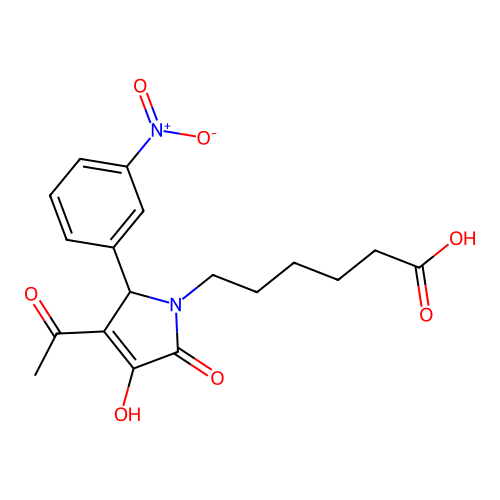6-[3-acetyl-4-hydroxy-2-(3-nitrophenyl)-5-oxo-2H-pyrrol-1-yl]hexanoic Acid structure