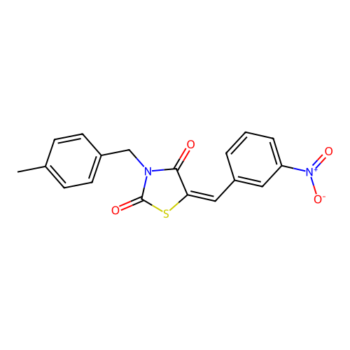(E)-3-(4-methylbenzyl)-5-(3-nitrobenzylidene)thiazolidine-2,4-dione structure