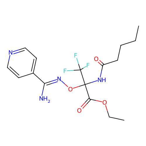 ethyl 2-[[amino(pyridin-4-yl)methylidene]amino]oxy-3,3,3-trifluoro-2-(pentanoylamino)propanoate structure