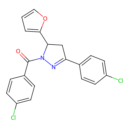 (4-chlorophenyl)(3-(4-chlorophenyl)-5-(furan-2-yl)-4,5-dihydro-1H-pyrazol-1-yl)methanone structure