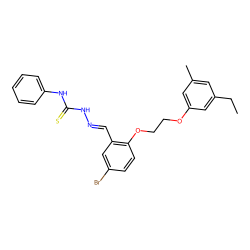 (2E)-2-{5-bromo-2-[2-(3-ethyl-5-methylphenoxy)ethoxy]benzylidene}-N-phenylhydrazinecarbothioamide structure