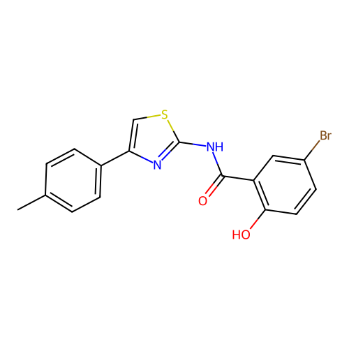 5-bromo-2-hydroxy-N-[4-(4-methylphenyl)-1,3-thiazol-2-yl]benzamide structure