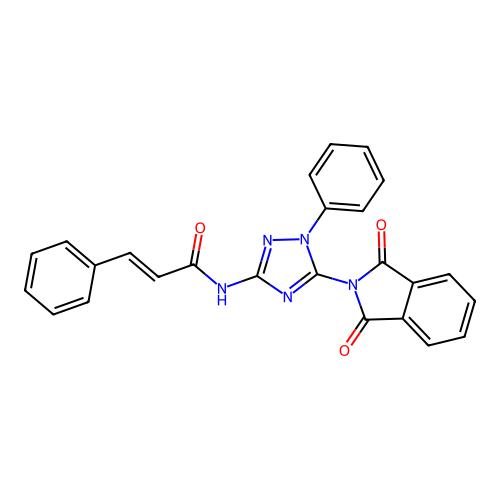 (E)-N-[5-(1,3-dioxoisoindol-2-yl)-1-phenyl-1,2,4-triazol-3-yl]-3-phenylprop-2-enamide structure