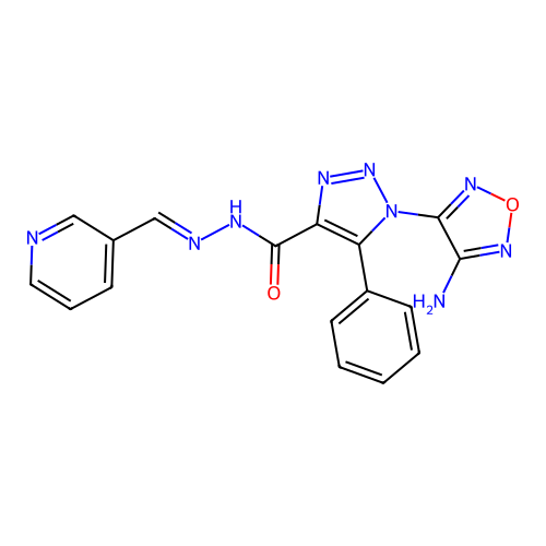 (E)-1-(4-amino-1,2,5-oxadiazol-3-yl)-5-phenyl-N'-(pyridin-3-ylmethylene)-1H-1,2,3-triazole-4-carbohydrazide structure