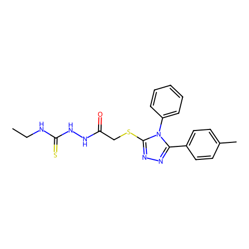 N-ethyl-2-({[5-(4-methylphenyl)-4-phenyl-4H-1,2,4-triazol-3-yl]sulfanyl}acetyl)hydrazinecarbothioamide structure