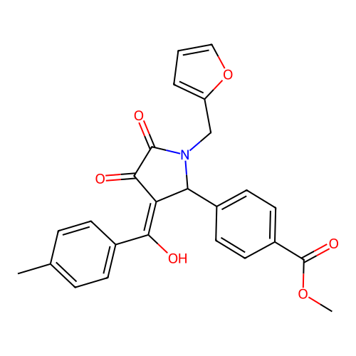 methyl 4-[(3E)-1-(furan-2-ylmethyl)-3-[hydroxy-(4-methylphenyl)methylidene]-4,5-dioxopyrrolidin-2-yl]benzoate structure