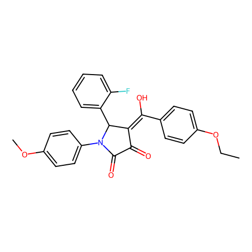 4-(4-ethoxybenzoyl)-5-(2-fluorophenyl)-3-hydroxy-1-(4-methoxyphenyl)-1H-pyrrol-2(5H)-one structure