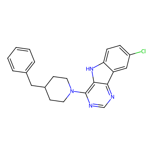 4-(4-benzylpiperidin-1-yl)-8-chloro-5H-pyrimido[5,4-b]indole structure
