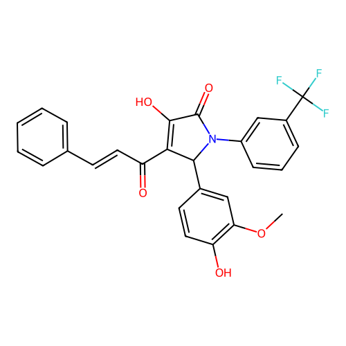 (4E)-5-(4-hydroxy-3-methoxyphenyl)-4-[(2E)-1-hydroxy-3-phenylprop-2-en-1-ylidene]-1-[3-(trifluoromethyl)phenyl]pyrrolidine-2,3-dione structure