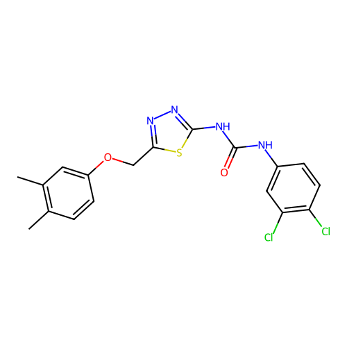 1-(3,4-dichlorophenyl)-3-[5-[(3,4-dimethylphenoxy)methyl]-1,3,4-thiadiazol-2-yl]urea structure