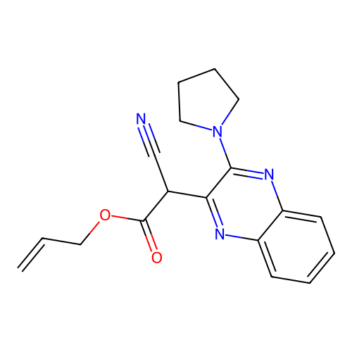 Prop-2-enyl 2-cyano-2-(3-pyrrolidin-1-ylquinoxalin-2-yl)acetate structure