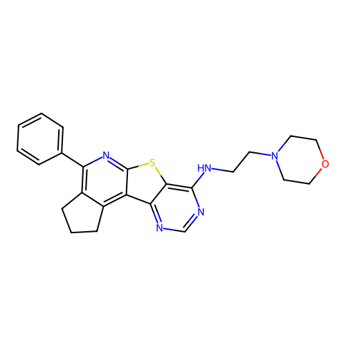 N-(2-morpholinoethyl)-4-phenyl-2,3-dihydro-1H-cyclopenta[4',5']pyrido[3',2':4,5]thieno[3,2-d]pyrimidin-7-amine structure