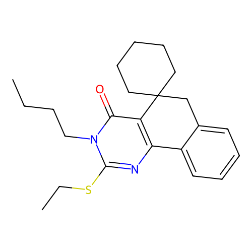 3-butyl-2-(ethylthio)-3H-spiro[benzo[h]quinazoline-5,1'-cyclohexan]-4(6H)-one structure