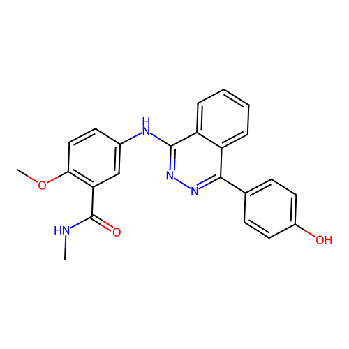 5-{[4-(4-hydroxyphenyl)phthalazin-1-yl]amino}-2-methoxy-N-methylbenzamide structure