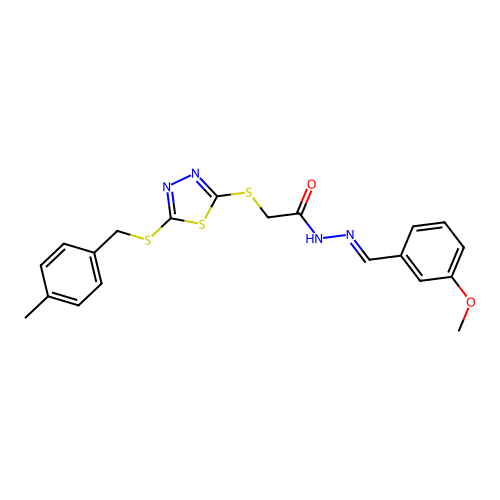 N'-[(E)-(3-methoxyphenyl)methylidene]-2-({5-[(4-methylbenzyl)sulfanyl]-1,3,4-thiadiazol-2-yl}sulfanyl)acetohydrazide structure