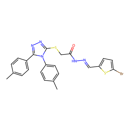 2-{[4,5-bis(4-methylphenyl)-4H-1,2,4-triazol-3-yl]sulfanyl}-N'-[(E)-(5-bromothiophen-2-yl)methylidene]acetohydrazide structure