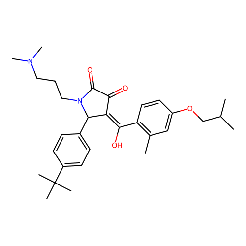 (4E)-5-(4-tert-butylphenyl)-1-[3-(dimethylamino)propyl]-4-[hydroxy-[2-methyl-4-(2-methylpropoxy)phenyl]methylidene]pyrrolidine-2,3-dione structure