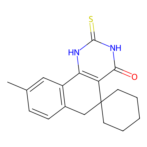 9-methyl-2-thioxo-2,3-dihydro-1H-spiro[benzo[h]quinazoline-5,1'-cyclohexan]-4(6H)-one structure