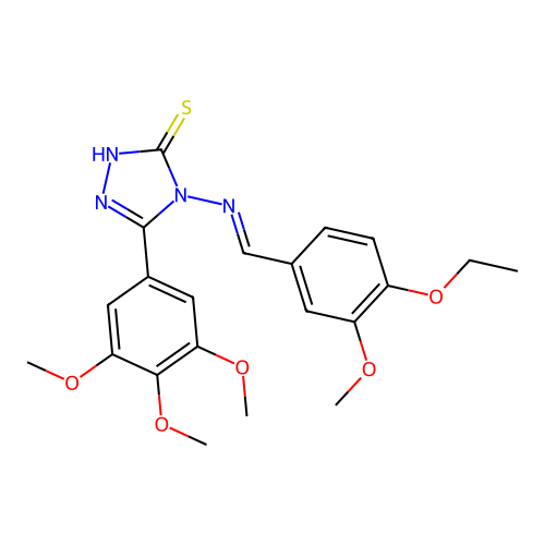 (E)-4-((4-ethoxy-3-methoxybenzylidene)amino)-5-(3,4,5-trimethoxyphenyl)-4H-1,2,4-triazole-3-thiol structure