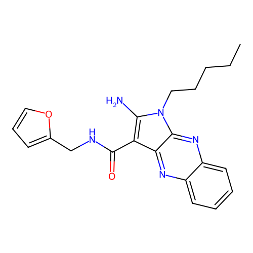 2-amino-N-(furan-2-ylmethyl)-1-pentyl-1H-pyrrolo[2,3-b]quinoxaline-3-carboxamide structure