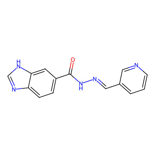 N'-[(E)-pyridin-3-ylmethylidene]-1H-benzimidazole-5-carbohydrazide structure