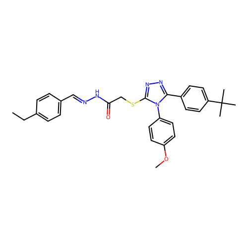 2-{[5-(4-tert-butylphenyl)-4-(4-methoxyphenyl)-4H-1,2,4-triazol-3-yl]sulfanyl}-N'-[(E)-(4-ethylphenyl)methylidene]acetohydrazide structure