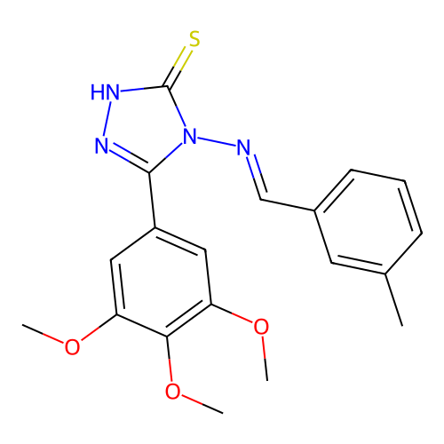 (E)-4-((3-methylbenzylidene)amino)-5-(3,4,5-trimethoxyphenyl)-4H-1,2,4-triazole-3-thiol structure