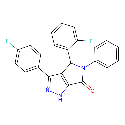 4-(2-fluorophenyl)-3-(4-fluorophenyl)-5-phenyl-4,5-dihydropyrrolo[3,4-c]pyrazol-6(1H)-one structure