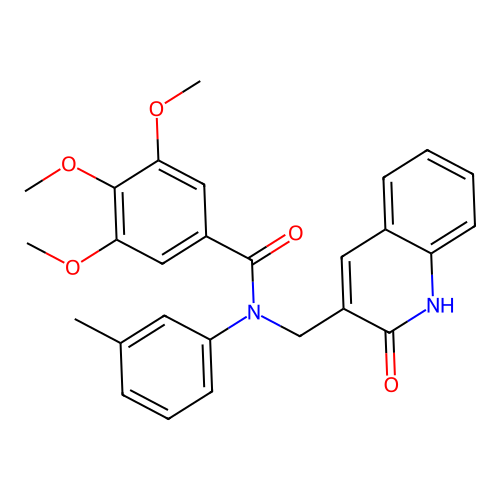 3,4,5-trimethoxy-N-(3-methylphenyl)-N-[(2-oxo-1H-quinolin-3-yl)methyl]benzamide structure
