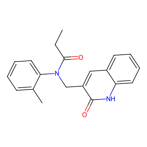 N-(2-methylphenyl)-N-[(2-oxo-1H-quinolin-3-yl)methyl]propanamide structure