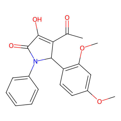 4-acetyl-5-(2,4-dimethoxyphenyl)-3-hydroxy-1-phenyl-1,5-dihydro-2H-pyrrol-2-one structure