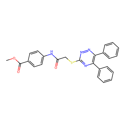 Methyl 4-({[(5,6-diphenyl-1,2,4-triazin-3-yl)sulfanyl]acetyl}amino)benzoate structure