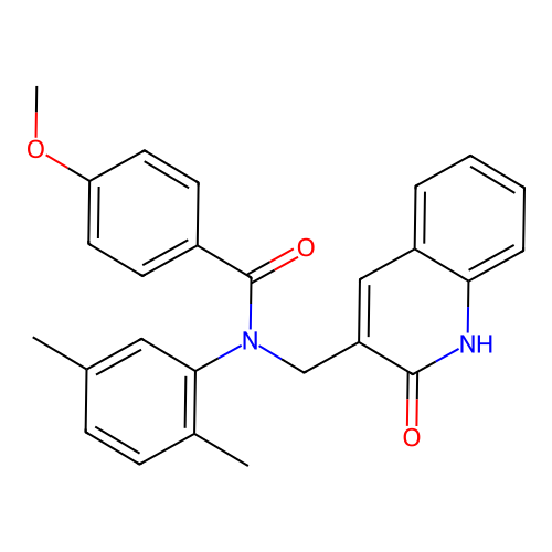 N-(2,5-dimethylphenyl)-4-methoxy-N-[(2-oxo-1H-quinolin-3-yl)methyl]benzamide structure