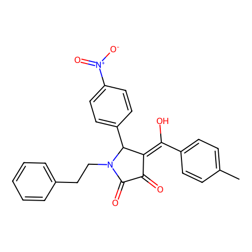 3-hydroxy-4-(4-methylbenzoyl)-5-(4-nitrophenyl)-1-phenethyl-1H-pyrrol-2(5H)-one structure
