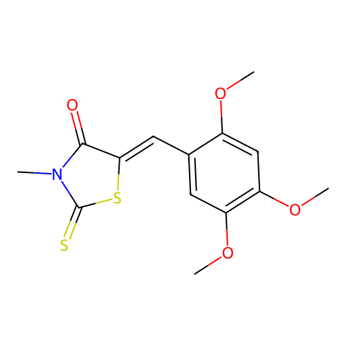 (5Z)-3-methyl-2-thioxo-5-(2,4,5-trimethoxybenzylidene)-1,3-thiazolidin-4-one structure