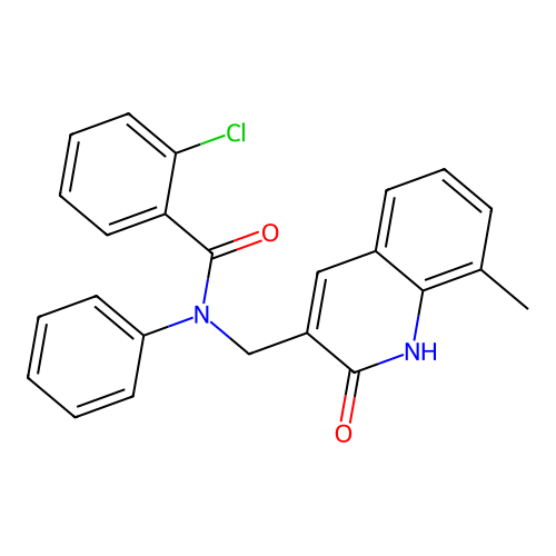 2-chloro-N-((2-hydroxy-8-methylquinolin-3-yl)methyl)-N-phenylbenzamide structure