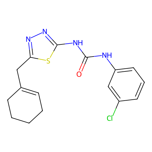 1-(3-Chlorophenyl)-3-[5-(cyclohex-1-en-1-ylmethyl)-1,3,4-thiadiazol-2-yl]urea structure