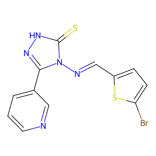 4-[(E)-(5-bromothiophen-2-yl)methylideneamino]-3-pyridin-3-yl-1H-1,2,4-triazole-5-thione structure