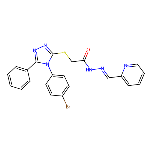 2-{[4-(4-bromophenyl)-5-phenyl-4H-1,2,4-triazol-3-yl]sulfanyl}-N'-[(E)-pyridin-2-ylmethylidene]acetohydrazide structure
