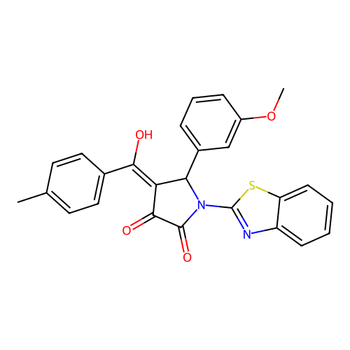 (4E)-1-(1,3-benzothiazol-2-yl)-4-[hydroxy-(4-methylphenyl)methylidene]-5-(3-methoxyphenyl)pyrrolidine-2,3-dione structure