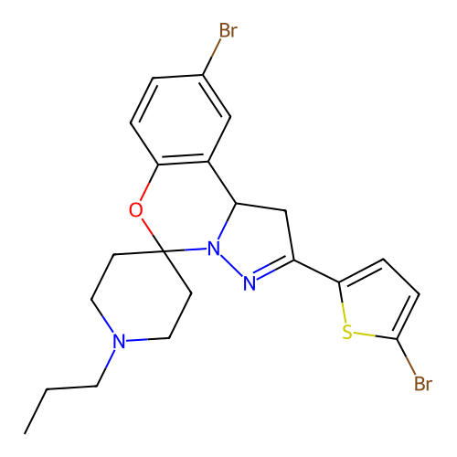 12'-bromo-4'-(5-bromothiophen-2-yl)-1-propyl-8'-oxa-5',6'-diazaspiro[piperidine-4,7'-tricyclo[7.4.0.0^{2,6}]tridecane]-1'(9'),4',10',12'-tetraene structure