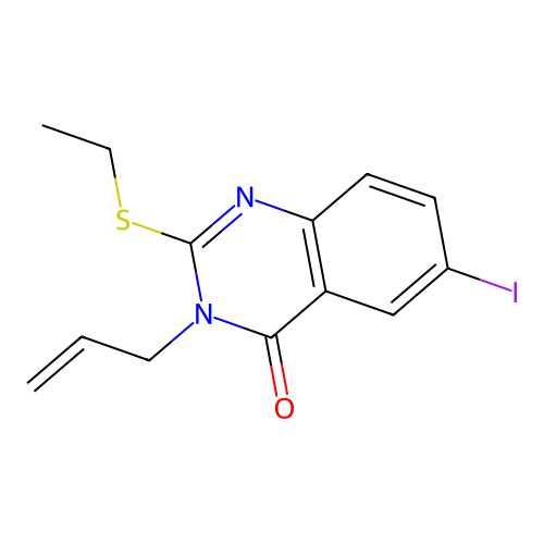 2-(ethylsulfanyl)-6-iodo-3-(prop-2-en-1-yl)quinazolin-4(3H)-one structure