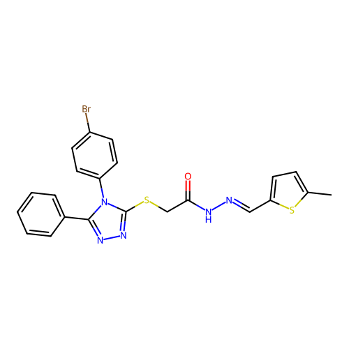 2-{[4-(4-bromophenyl)-5-phenyl-4H-1,2,4-triazol-3-yl]sulfanyl}-N'-[(E)-(5-methylthiophen-2-yl)methylidene]acetohydrazide structure