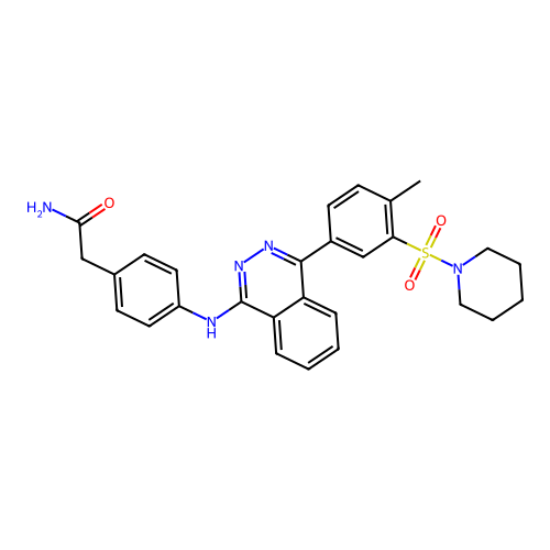 2-[4-({4-[4-methyl-3-(piperidin-1-ylsulfonyl)phenyl]phthalazin-1-yl}amino)phenyl]acetamide structure