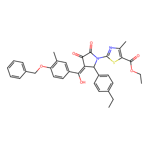ethyl 2-(3-(4-(benzyloxy)-3-methylbenzoyl)-2-(4-ethylphenyl)-4-hydroxy-5-oxo-2,5-dihydro-1H-pyrrol-1-yl)-4-methylthiazole-5-carboxylate structure
