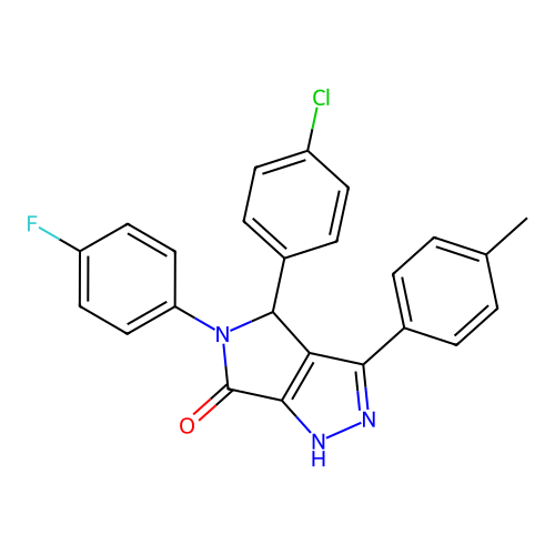 4-(4-chlorophenyl)-5-(4-fluorophenyl)-3-(4-methylphenyl)-1,4-dihydropyrrolo[3,4-c]pyrazol-6-one structure