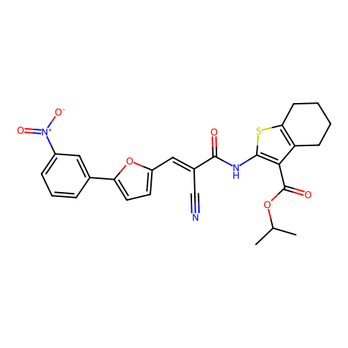 (E)-isopropyl 2-(2-cyano-3-(5-(3-nitrophenyl)furan-2-yl)acrylamido)-4,5,6,7-tetrahydrobenzo[b]thiophene-3-carboxylate structure