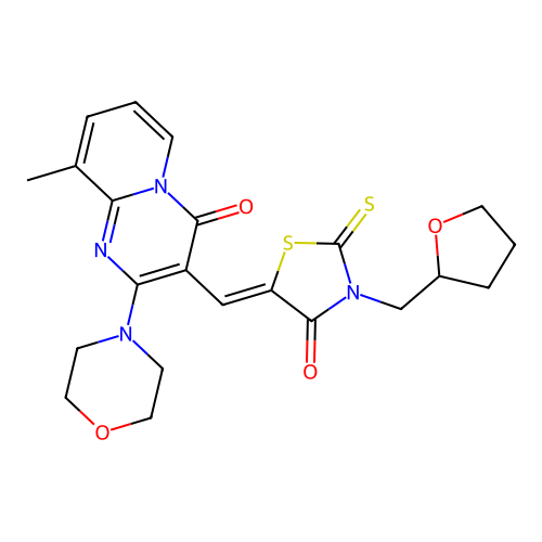 (Z)-5-((9-methyl-2-morpholino-4-oxo-4H-pyrido[1,2-a]pyrimidin-3-yl)methylene)-3-((tetrahydrofuran-2-yl)methyl)-2-thioxothiazolidin-4-one structure